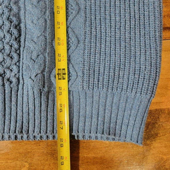 St. John's Bay Men's Large Cable Knit Long Sleeve Henley Grandpa Sweater Blue - Picture 9 of 11